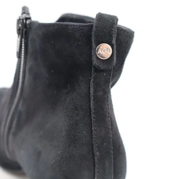 🔥AGL Notch Block Heel Leather Bootie, Black Suede 7.5US/37.5EU MSRP$550🔥